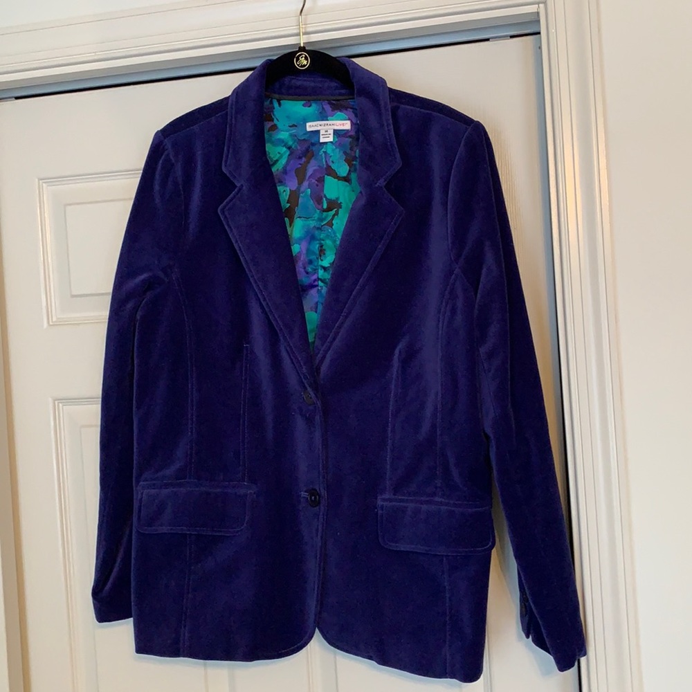 Isaac Mizrahi Blue velvet blazer jacket